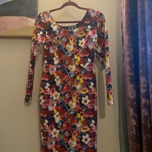 Betsy Johnson floral long sleeve dress XS